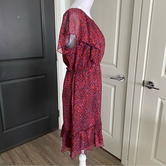 Anna Sui Purple and Red Animal Print One Shoulder Mini Dress 100% Silk Size 4 - Picture 5 of 9
